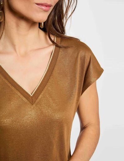 T-shirt manches courtes camel femme