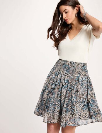 Jupe courte patineuse multicolore femme