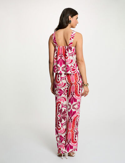 Soepel vallende rechte broek meerkleurig vrouw