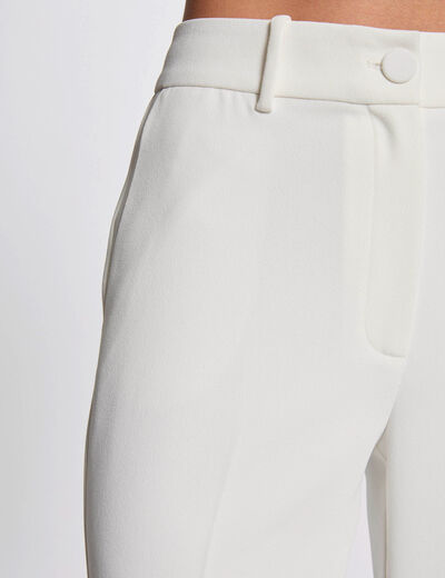 Pantalon fluide à pinces blanc femme