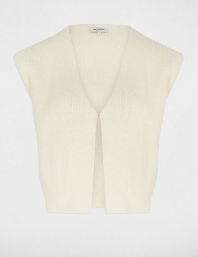 Gilet court fausse fourrure ivoire femme
