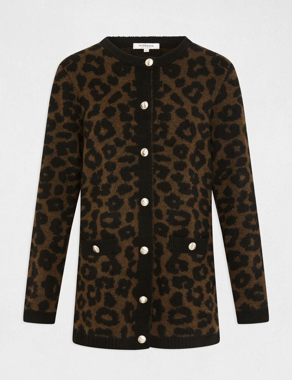 Halflang vest met luipaardprint zwart vrouw