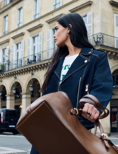 Veste jean oversize bleu femme