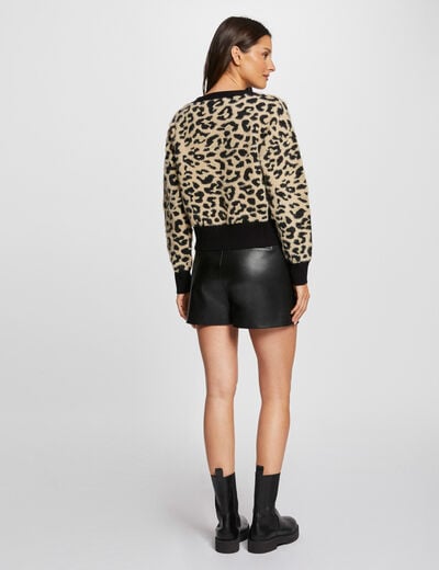 Gilet manches longues imprim&eacute; multicolore femme