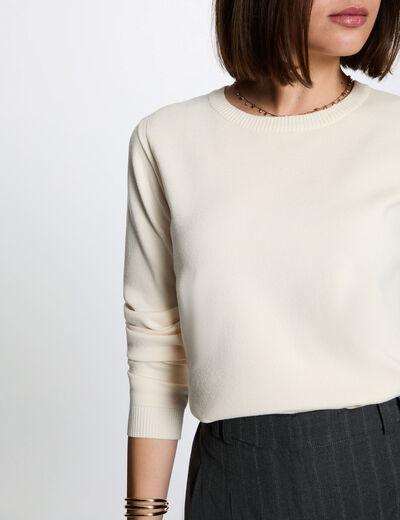 Pull maille relief ivoire femme