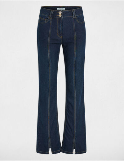 Bootcut jeans met splitten ruw denim vrouw