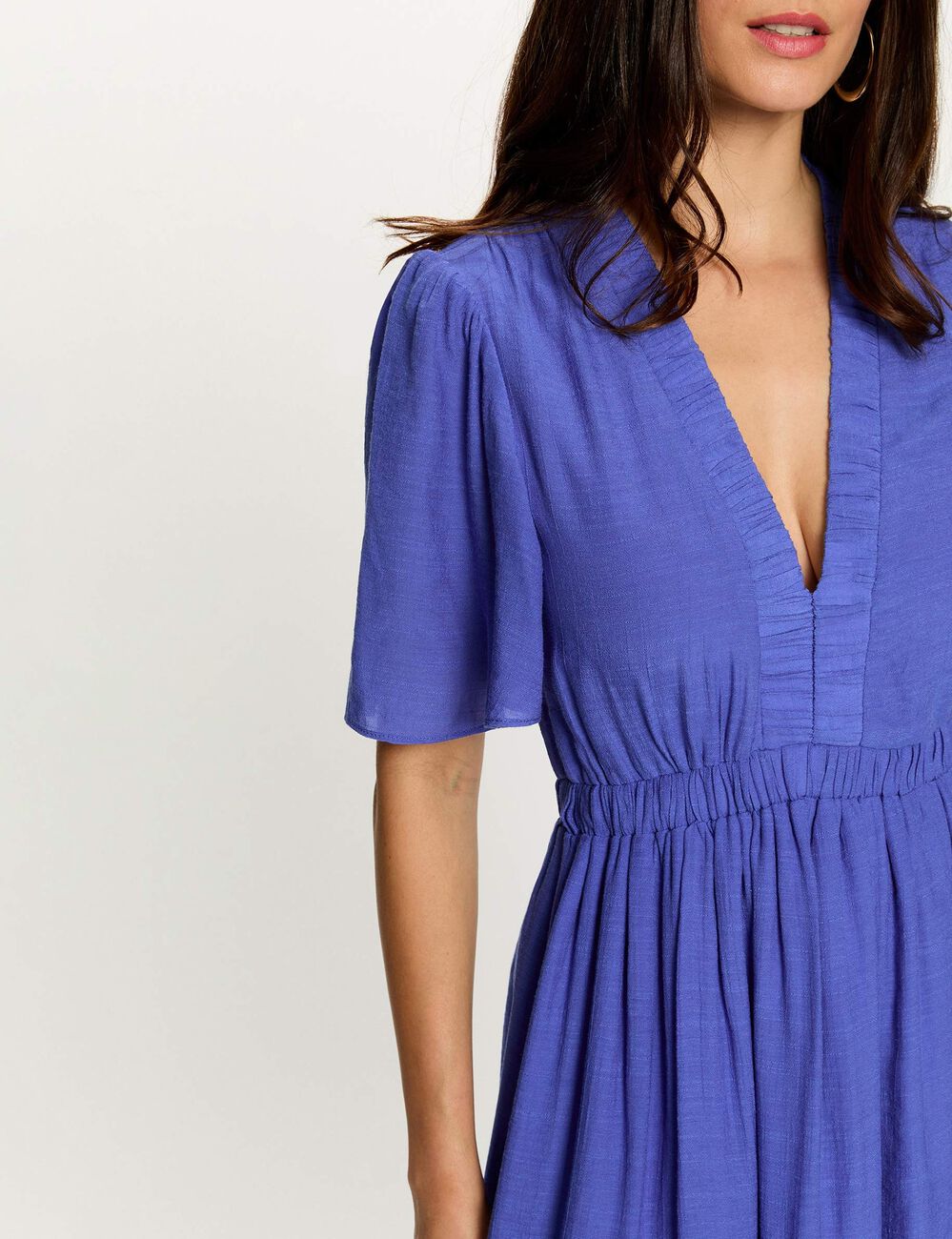 Robe courte pliss&eacute;e bleu femme