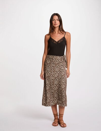 Jupe midi imprimée multicolore femme
