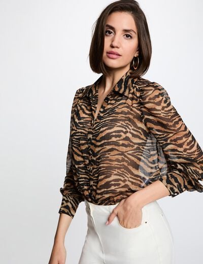 Bedrukte voile blouse meerkleurig vrouw