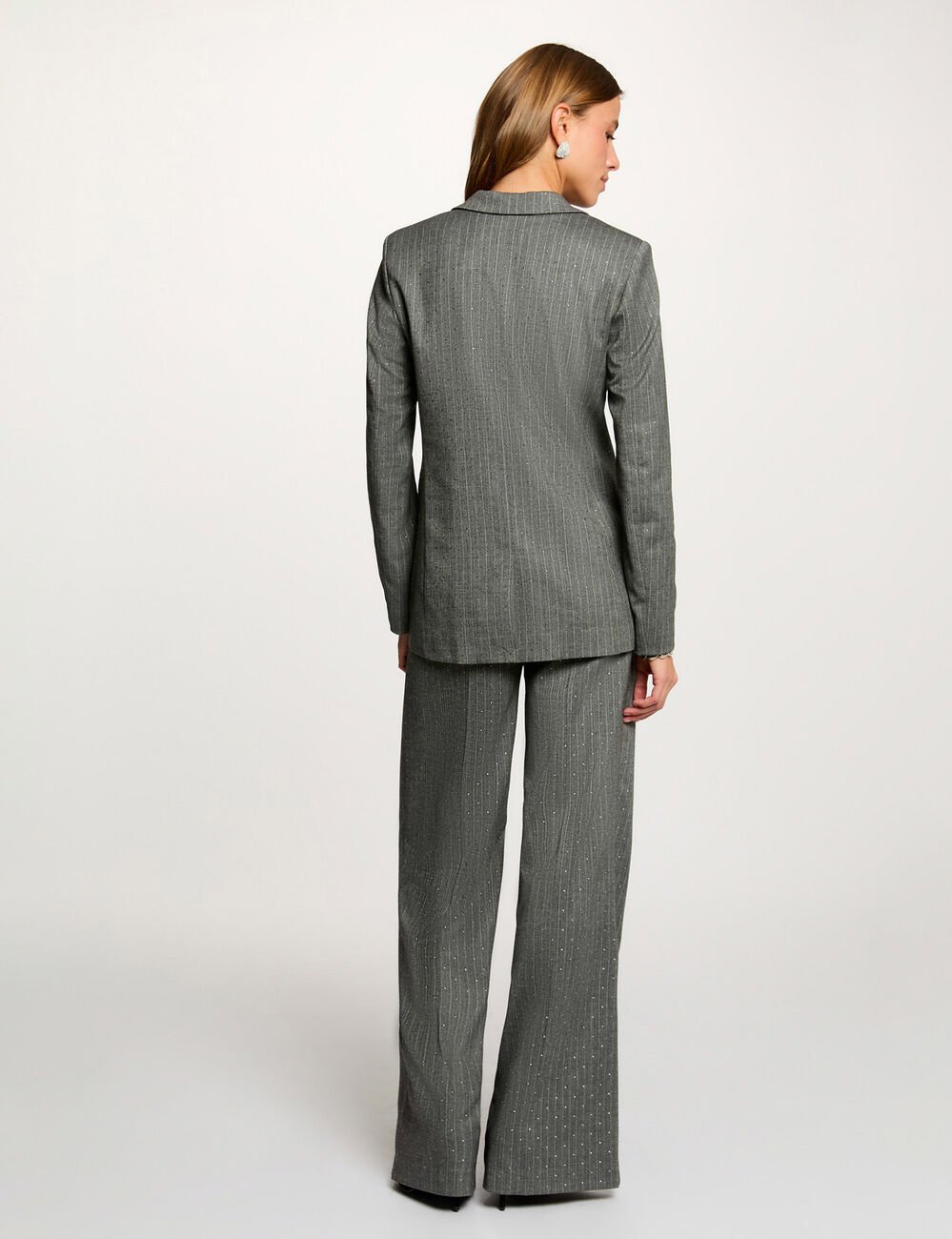 veste ajustee a rayures gris moyen femme mediumgrijs vrouw