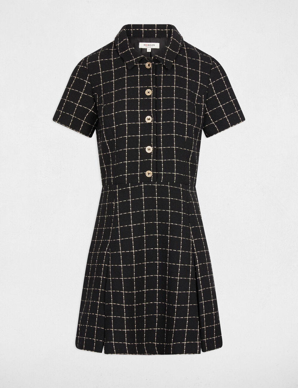 Robe ajustée à plis noir femme