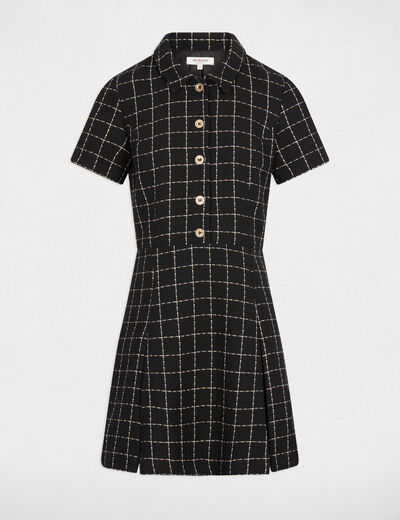 Robe ajustée à plis noir femme