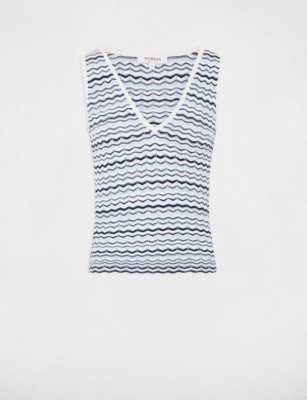 Mouwloze tricot top meerkleurig vrouw