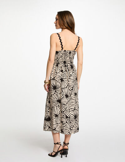 Robe midi droite imprimée multicolore femme