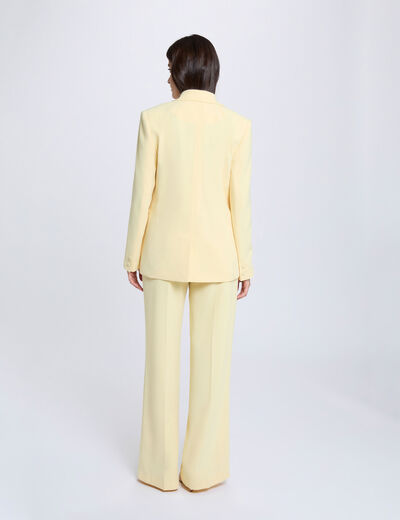 Pantalon large taille haute jaune clair femme