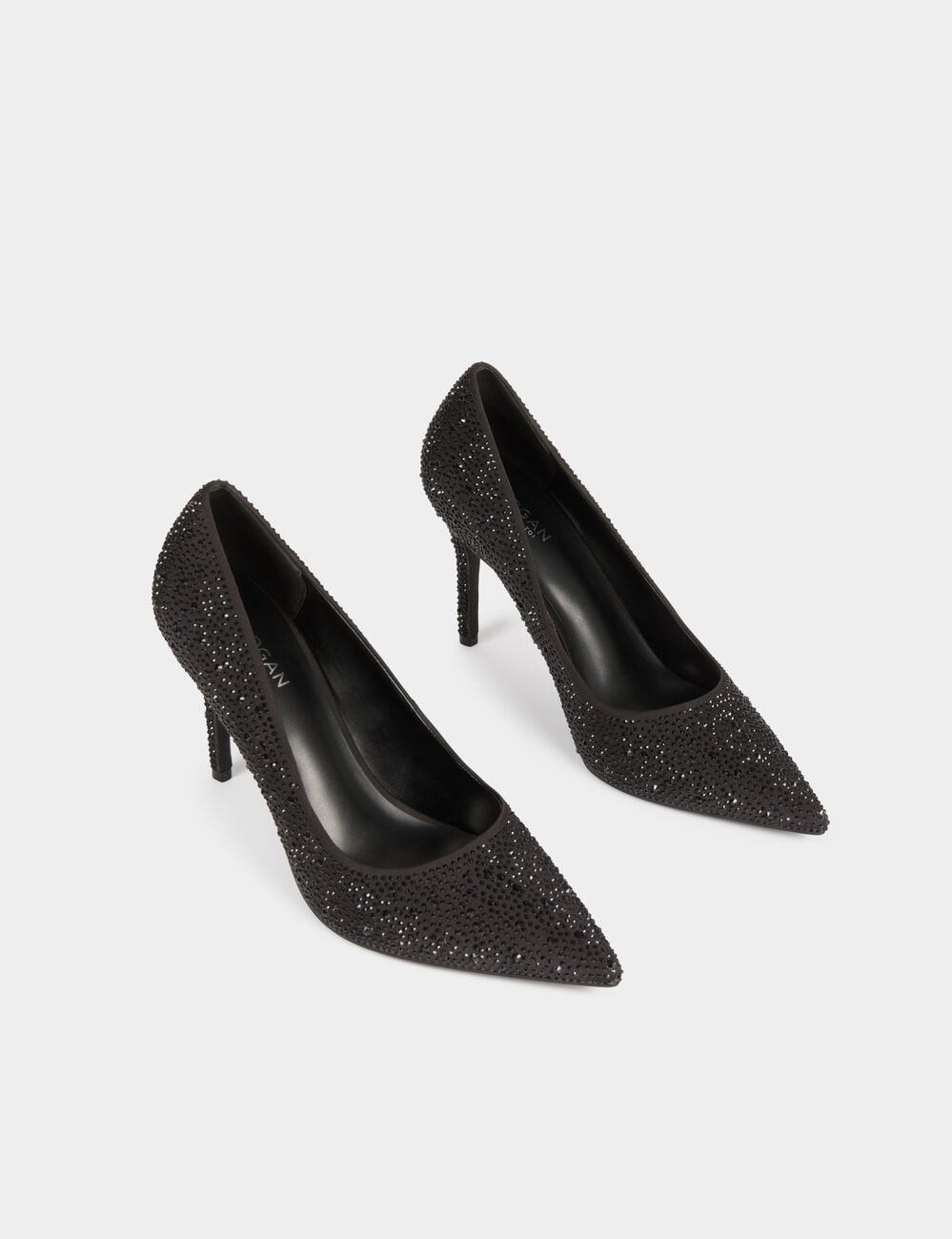 Satijnen pump met strass zwart vrouw