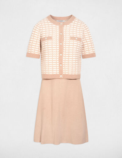 Robe tricot effet 2-en-1 taupe femme