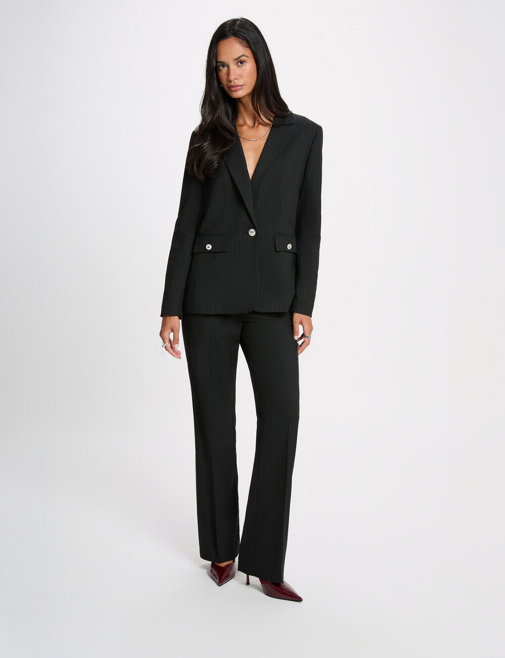 Hoge taille rechte broek zwart vrouw