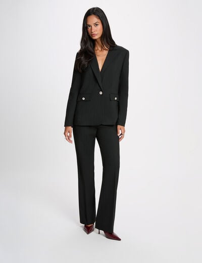 Hoge taille rechte broek zwart vrouw