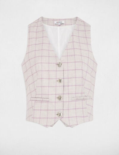 Mouwloos gilet met ruitprint meerkleurig vrouw