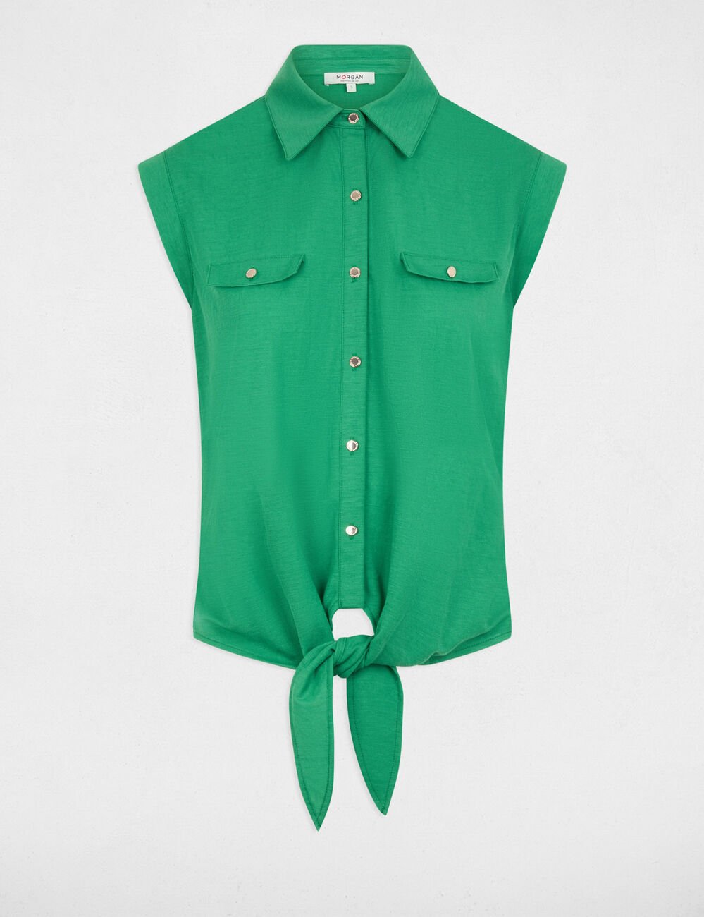 Mouwloze blouse weide groen vrouw