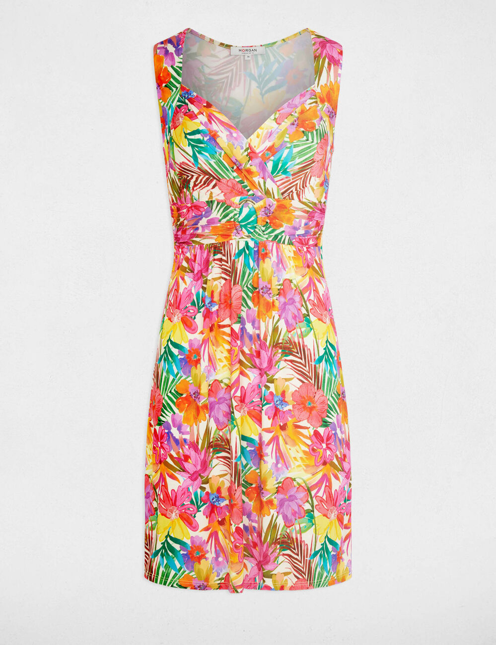 Robe courte col coeur multicolore femme