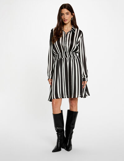 Robe droite rayée asymétrique multicolore femme