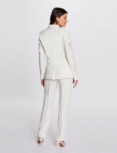 Pantalon fluide à pinces blanc femme