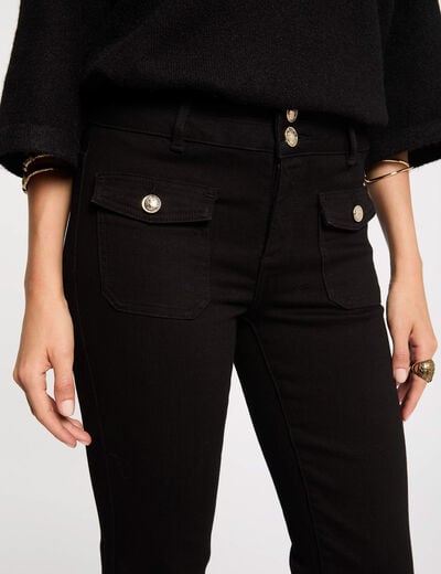 Bootcut jeans met klepzakken zwart vrouw