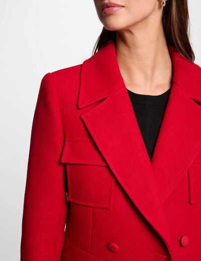 Lange jas met knopen rood vrouw