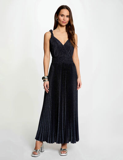 Robe longue cache coeur bleu marine femme