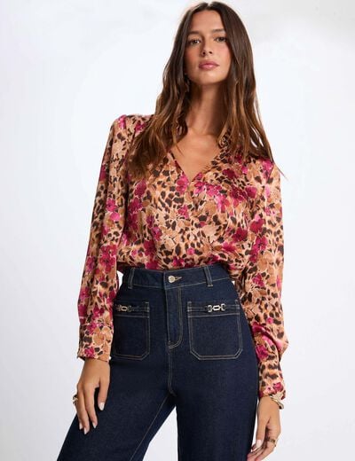 Chemise cache coeur ajustée multicolore femme