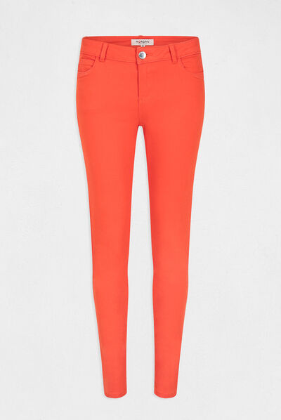 Skinny jeans met lage taille oranje vrouw