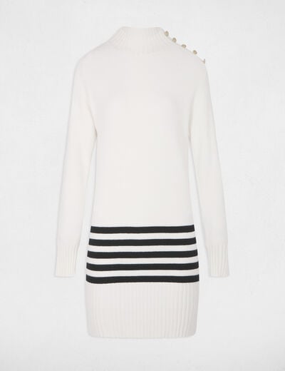 Robe courte col montant blanc femme