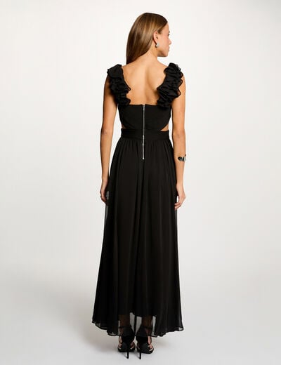 Robe longue droite fluide noir femme