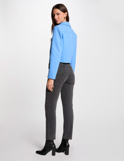 Korte jas met rits bleu vrouw