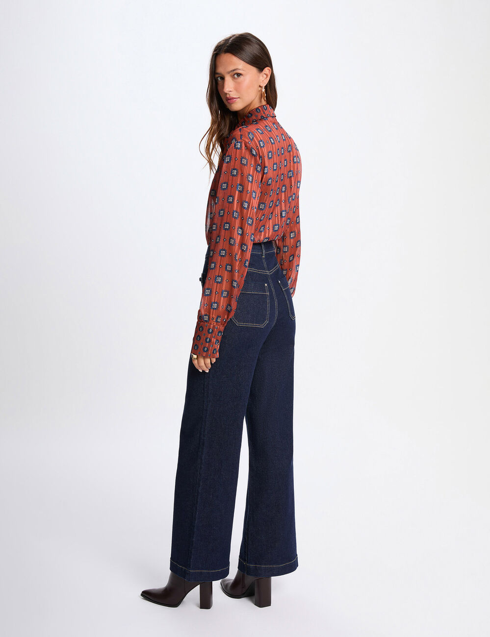 Chemise fluide imprimée multicolore femme