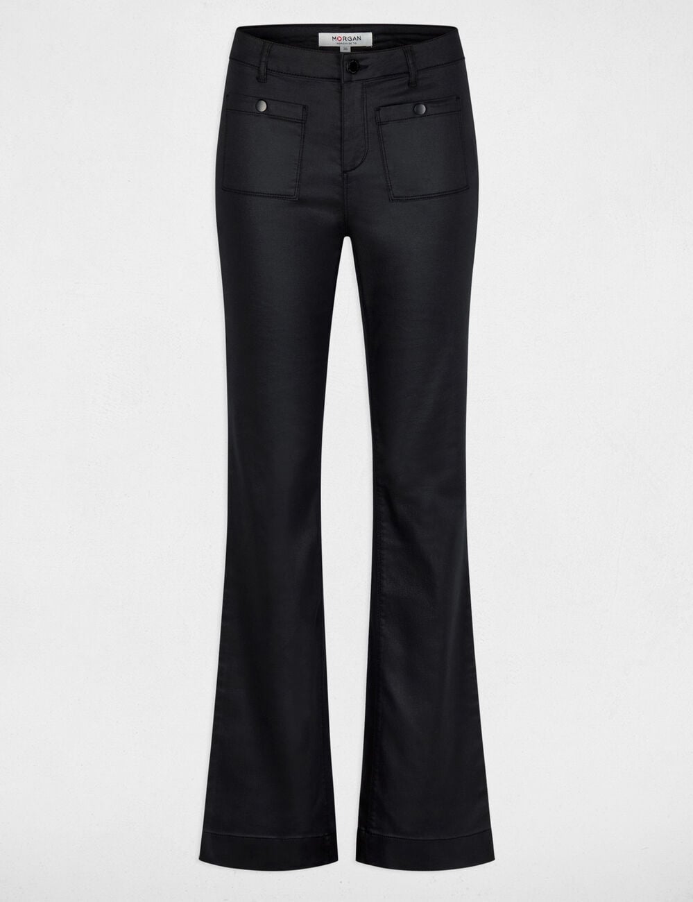 Bootcut broek met coating zwart vrouw