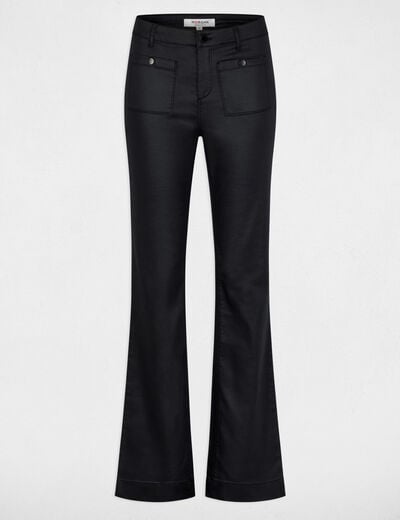 Bootcut broek met coating zwart vrouw
