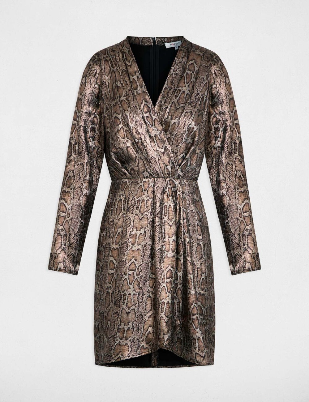 Robe courte col v multicolore femme