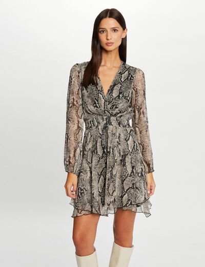 Uitlopende jurk met pythonprint meerkleurig vrouw