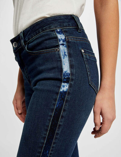 Jeans slim avec bandes sequins jean stone femme
