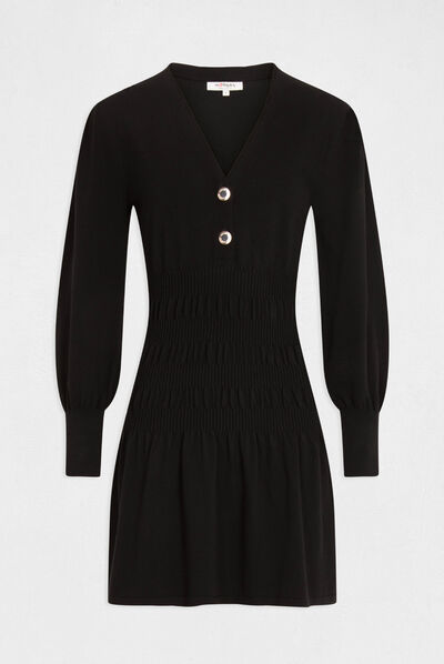 Skater-sweaterjurk met V-hals zwart vrouw