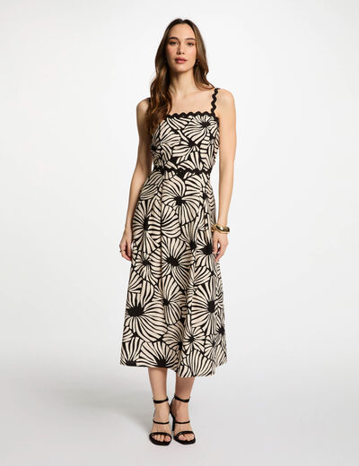 Robe midi droite imprimée multicolore femme
