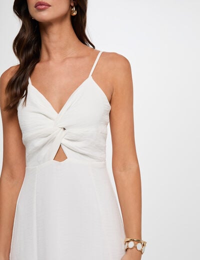 Robe longue col v blanc femme