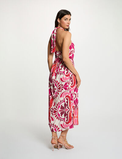 Robe ajustée col montant multicolore femme