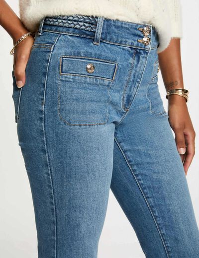 Jean bootcut tressé denim stone femme