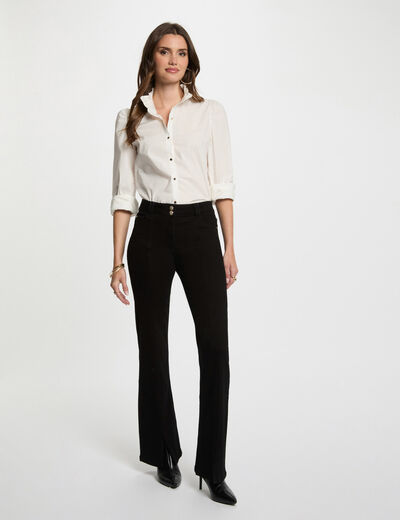 Bootcut jeans met splitten zwart vrouw