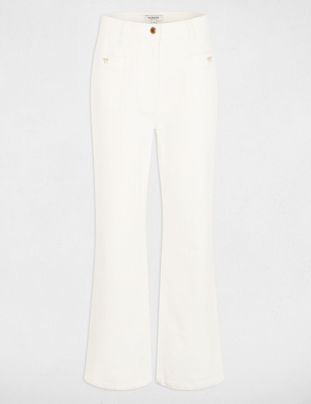 Wijde 7/8 jeans helder wit vrouw