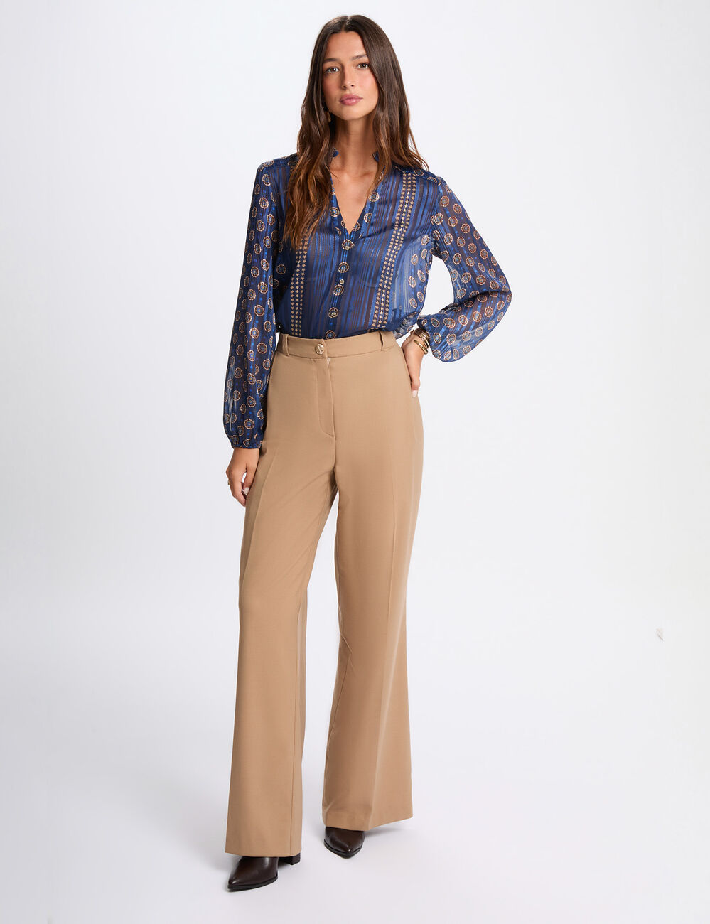 Chemise fluide imprimée multicolore femme